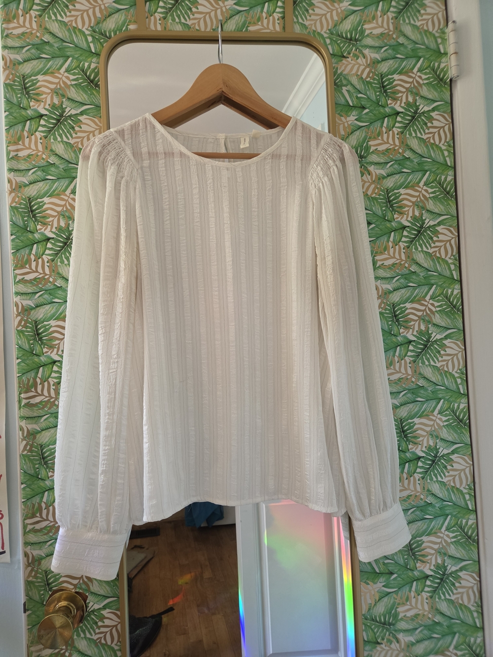 Treasure & Bond Cream Long-Sleeve Textured Blouse